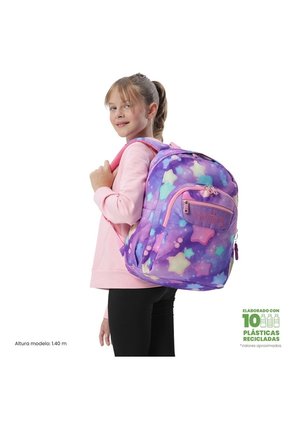 Morral Juvenil Porta PC 14" Acuareles Rosado