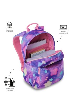 Morral Juvenil Porta PC 14" Acuareles Rosado