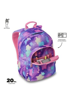 Morral Juvenil Porta PC 14" Acuareles Rosado