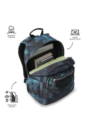 Morral Juvenil Porta PC 14" Acuareles Azul