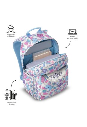 Morral Juvenil Porta PC 14" Acuareles Blanco