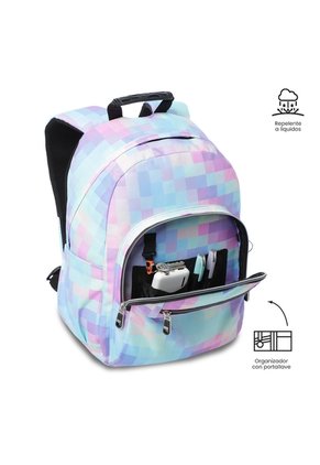 Morral Juvenil Porta PC 13" Gommas Glitter Azul