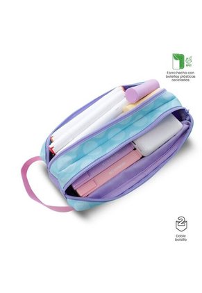 Cartuchera Escolar Grande Para Niña 2 Cuerpos Minnie Morada