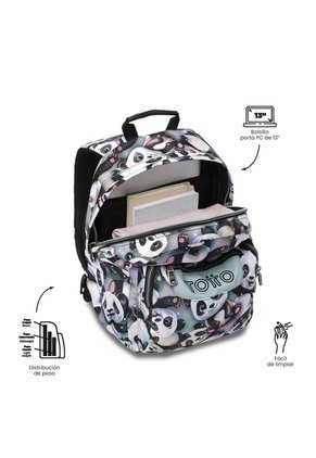 Morral Juvenil Porta PC 13" Gommas Gris Con Osos