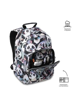 Morral Juvenil Porta PC 13" Gommas Gris Con Osos