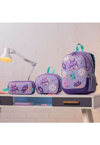 Combo Escolar Morral Sweet Purple + Lonchera Y Cartuchera Totto