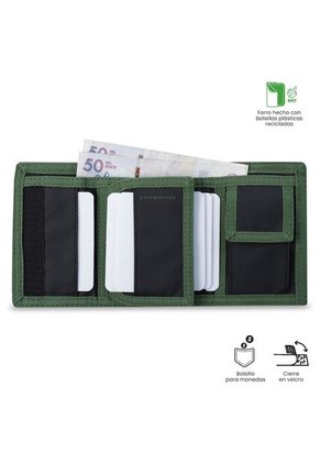 Billetera Para Hombre Contrast Can Con RFID Blocker Verde