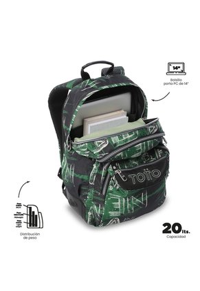 Morral Juvenil Porta PC 14" Rayol Verde