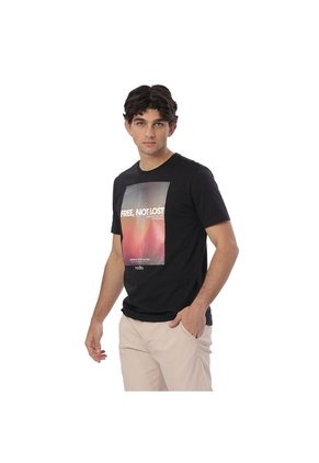 Camiseta Estampada Para Hombre Primen Manga Corta Negra