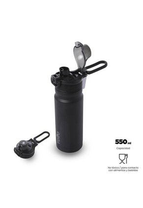 Termo Para Agua Con Tapa Intercambiable Flux 550 Ml Negro