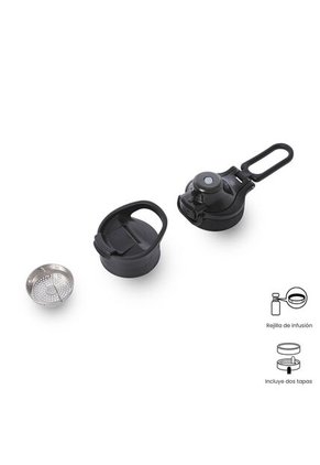Termo Para Agua Con Tapa Intercambiable Flux 550 Ml Negro