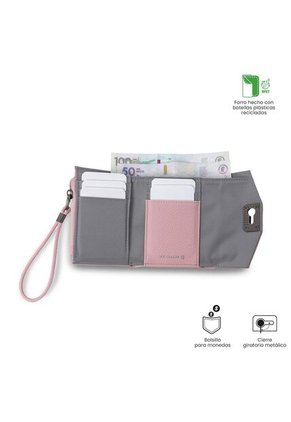 Billetera Mujer Smooth Pequeña Con RFID Blocker Rosada