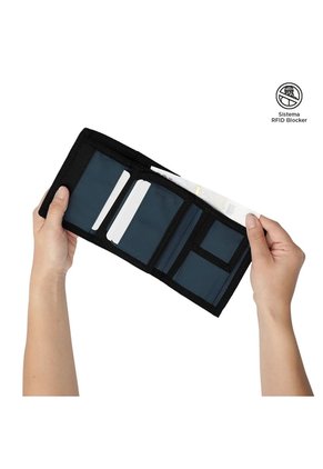 Billetera Contrast Can Con RFID Blocker Negra/Azul