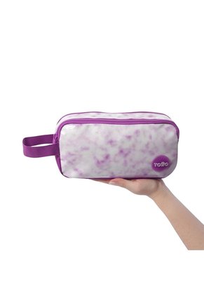 Cartuchera Escolar Grande Para Niña 2 Cuerpos Tie Blanca/Rosada