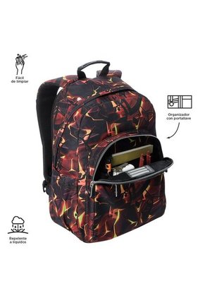 Morral Juvenil Porta PC 14" Acuarela Negro/Rojo