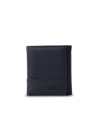 Billetera Hombre Saffiano Grande Con RFID Blocker Azul Totto