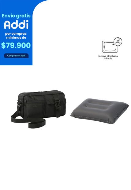 Kit X 2 Bolso Para Hombre + Almohada Urban Bird Negro