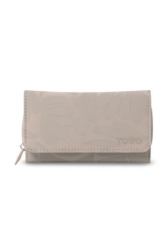 Billetera Mujer Texture Grande Con RFID Blocker Beige Totto