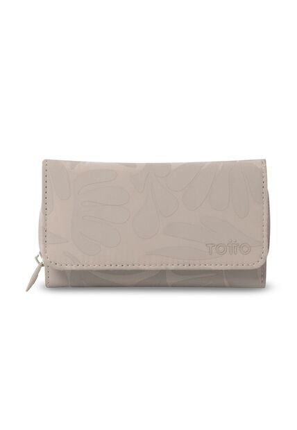 Billetera Mujer Texture Grande Con RFID Blocker Beige