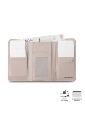 Billetera Mujer Texture Grande Con RFID Blocker Beige