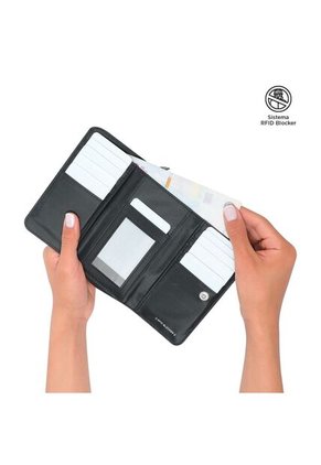 Billetera Texture Var Negra Mediana