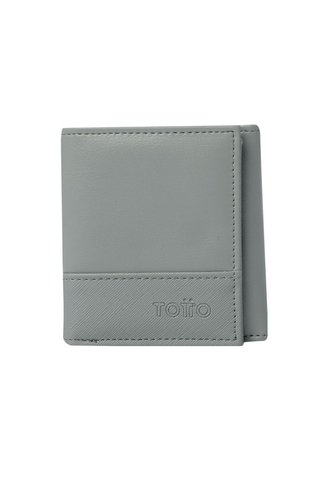 Billetera Para Hombre Saffiano Aqi Gris Con RFID Blocker Totto