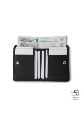 Billetera Mujer Texture Pequeña Con RFID Blocker Negra