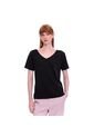 Camiseta Para Mujer Unicolor Viny Manga Corta Negra de Totto