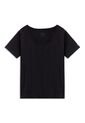 Camiseta Para Mujer Unicolor Viny Manga Corta Negra de Totto