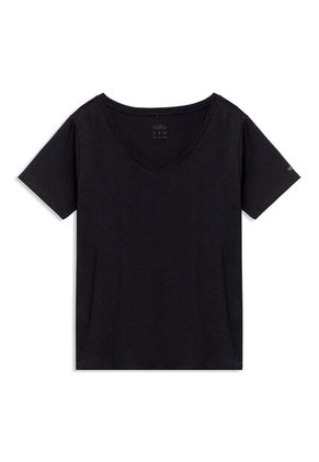 Camiseta Para Mujer Unicolor Viny Manga Corta Negra