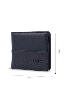 Billetera Hombre Saffiano Con RFID Blocker Azul