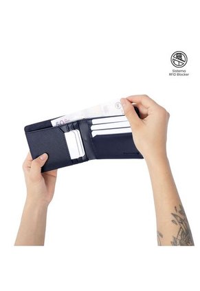 Billetera Hombre Saffiano Con RFID Blocker Azul