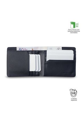 Billetera Hombre Saffiano Con RFID Blocker Azul
