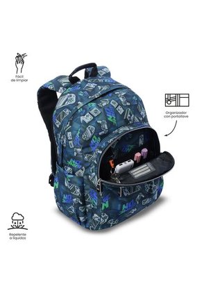 Morral Juvenil Porta PC 14" Acuarela Azul