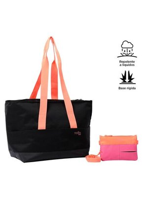 Shopping Bag Kira Versátil Negra/Naranja
