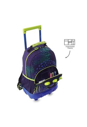 Maleta Para Niño Con Ruedas Dino Rock Mediano Azul