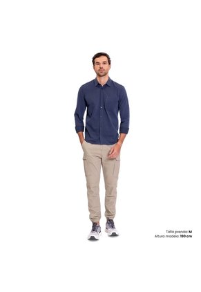Camisa Para Hombre Eltit Manga Larga Azul