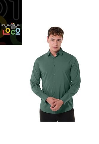 Camisa Manga Larga Bengallina Para Hombre Verde Totto