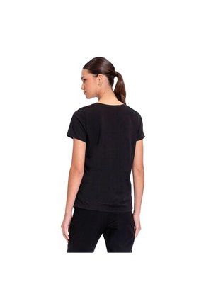 Camiseta Estampada Para Mujer Thinky Manga Corta Negra