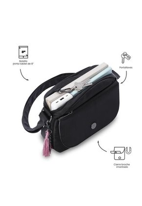 Bolso Para Mujer Porta Tableta 8" Corneana Negro