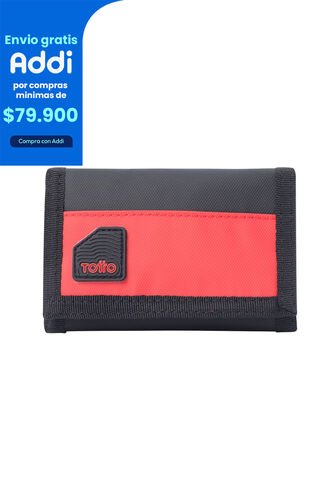 Billetera Contrast Mee Con RFID Blocker Negra/Roja Mediana Totto