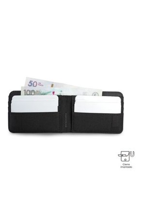 Billetera Hombre Wood Pequeña Con RFID Blocker Negra