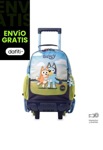 Morral Escolar Con Ruedas Unisex Bluey Mediano Azul Totto