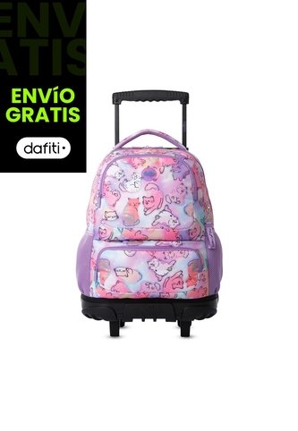 Maleta Para Niña Con Ruedas Skl Grande Rosado De Gatos Totto