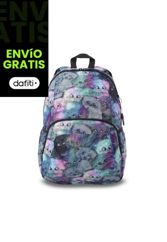 Morral Universitario Ometto 2.0 Print Gris Con Gatos Totto