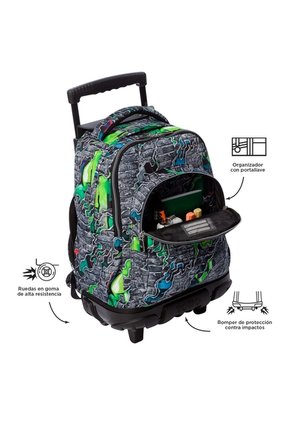 Morral Ruedas Niño Porta PC 15.4" Bomper Renglon Gris