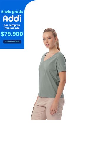 Camisa Para Mujer Unicolor Viny Manga Corta Verde Totto