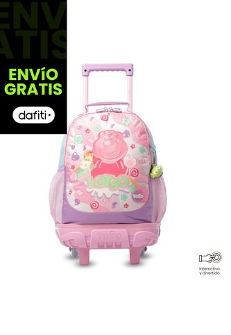 Morral Escolar Con Ruedas Para Niña Lotso Gummy Mediano Rosado Totto