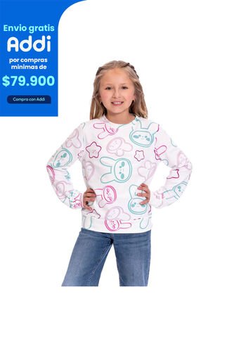 Buzo Cuello Redondo Para Niña Viterby Blanco Totto