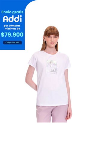 Camiseta Estampada Para Mujer Prime Manga Corta Blanca Totto